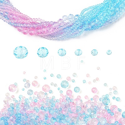 6 Styles Gradient Color Transparent Painted Glass Beads Strands DGLA-YW0001-28V-1