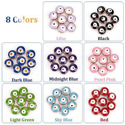  64Pcs 8 Colors Alloy Enamel Beads ENAM-NB0001-93-1
