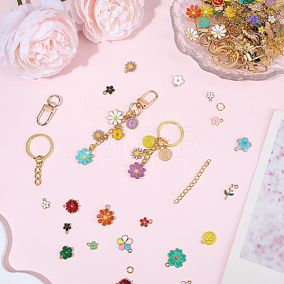 DIY Letter & Flower Keychain Findings Kits DIY-BM0002-22-1