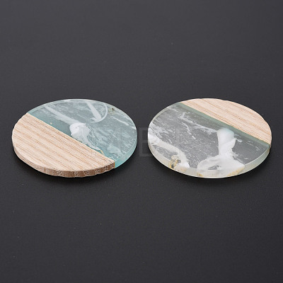 Transparent Resin & Walnut Wood Pendants X-RESI-T035-25-A02-1