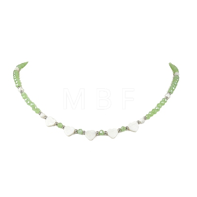 Natural Freshwater Shell & Glass Beaded Necklaces for Women NJEW-JN06082-1