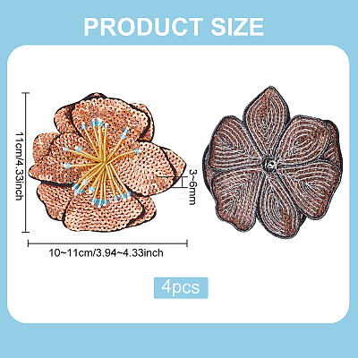 3D Flower Sequin Patches PATC-WH0012-01A-1