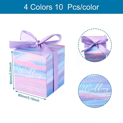 Magibeads 40Sets 4 Color Square Fold Paper Candy Boxes CON-MB0001-17-1