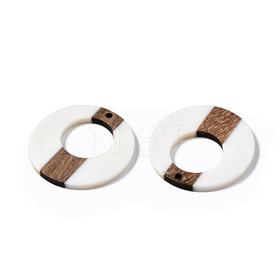 Opaque Resin & Walnut Wood Pendants RESI-T035-23-1
