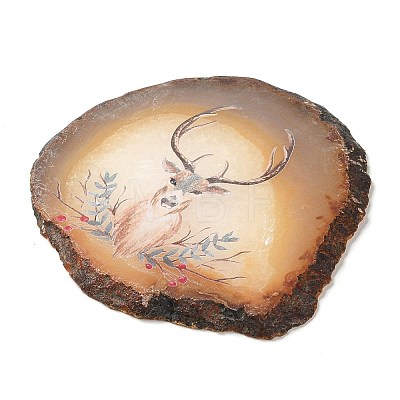 Printed Natural Agate Slice Stone Ornament DJEW-M011-03K-1