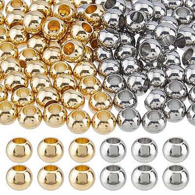100Pcs 2 Colors Stainless Steel Beads STAS-DC0017-48-1