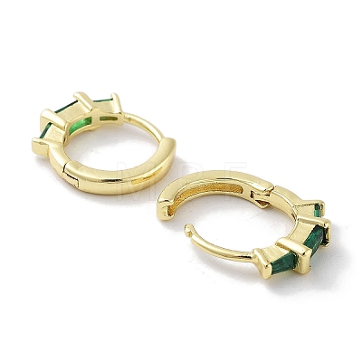 Brass Pave Cubic Zirconia Hoop Earrings for Women EJEW-L269-135G-1