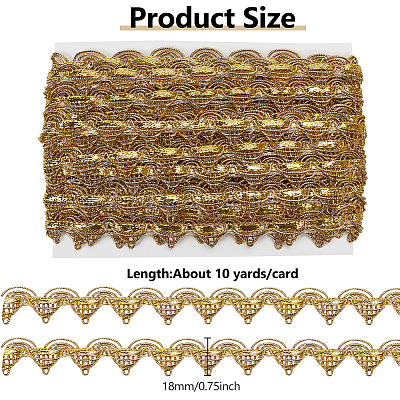 10 Yards Polyester Braided Metallic Lace Trim DIY-WH0491-47B-1