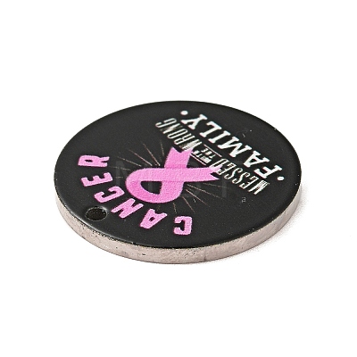 Breast Cancer Pink Awareness Ribbon Style 201 Stainless Steel Pendants STAS-J041-03F-1