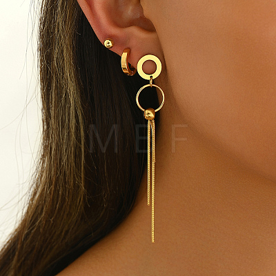 Stainless Steel Ring Tassel Earrings Sets LS-OV1980-1-1