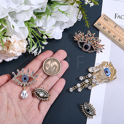 5Pcs 5 Styles Alloy Rhinestone Lapel Pins for Backpack Clothes JEWB-ME0001-40-1