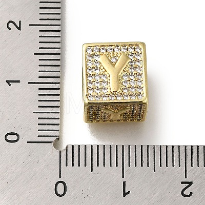 Brass Cubic Zirconia Beads KK-Q818-01Y-G-1