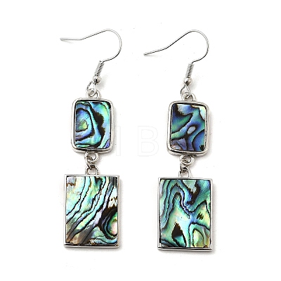 Brass Natural Abalone Shell Dangle Earrings EJEW-F388-01C-P-1