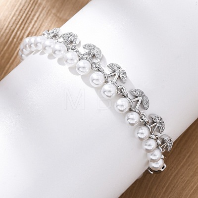 Cherry Brass Micro Pave Clear Cubic Zirconia Link Bracelets for Women BJEW-G740-02P-1