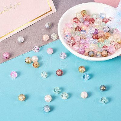  300Pcs 10 Style Baking Painted Transparent & Crackle Glass Beads DGLA-TA0001-03-1