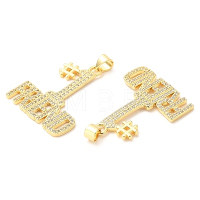 Rack Plating Brass Micro Pave Cubic Zirconia Pendants KK-A185-15G-1