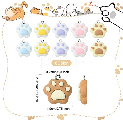 12Pcs 6 Colors Opaque Resin Pendants RESI-YW0003-44-1