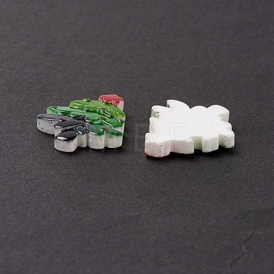 Christmas Themed Opaque Resin Cabochons CRES-P022-16-1