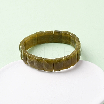 Rectangle Natural Lemon Jade Beads Stretch Bracelets for Women Men BJEW-Z149-01H-1