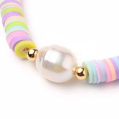 Polymer Clay Heishi Beads Stretch Bracelets BJEW-JB05707-01-1