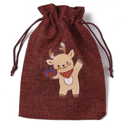 Christmas Theme Jute Cloth Storage Bags ABAG-F010-01B-01-1