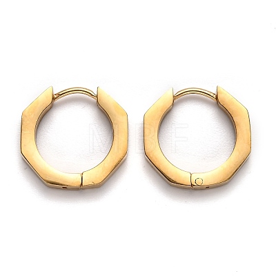 304 Stainless Steel Octagon Huggie Hoop Earrings STAS-H156-04A-G-1