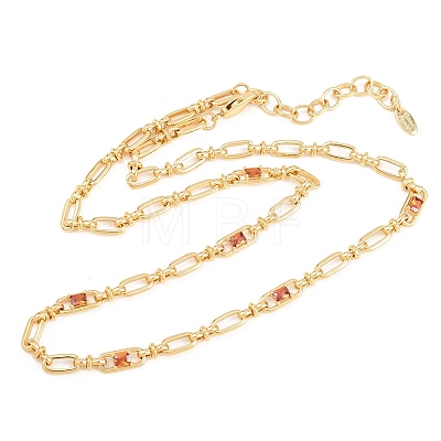 5MM Brass Pave Cubic Zirconia Oval Link Chain Necklaces NJEW-D324-01G-04-1