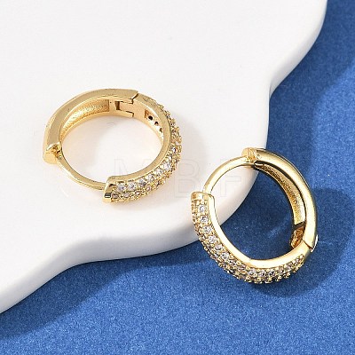 Brass Clear Cubic Zirconia Hoop Earrings EJEW-A156-08B-G-1
