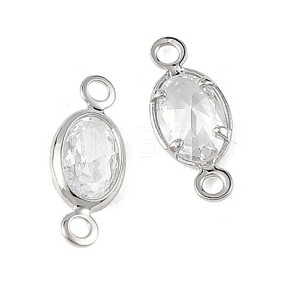 SHEGRACE Brass Pave Cubic Zirconia Oval Connector Charms XGRQ2O400-439A-P-1