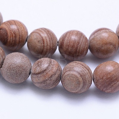 Natural Red Line Jasper Beads Strands G-F531-6mm-N-1