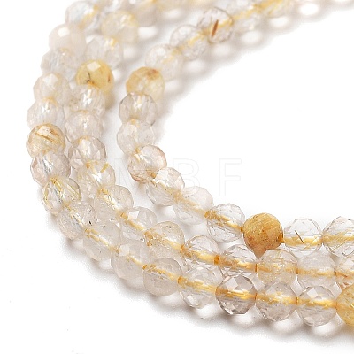 Natural Gold Rutilated Quartz Beads Strands G-G161-A17-05-1