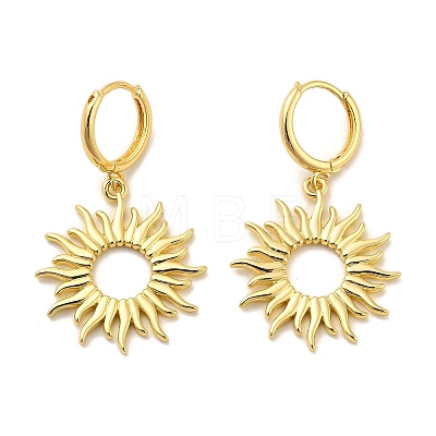 Sun Brass Hoop Earrings EJEW-H180-30D-G-1