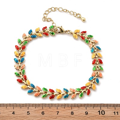 Butterfly Brass Enamel Links Bracelets for Women BJEW-B125-01G-1
