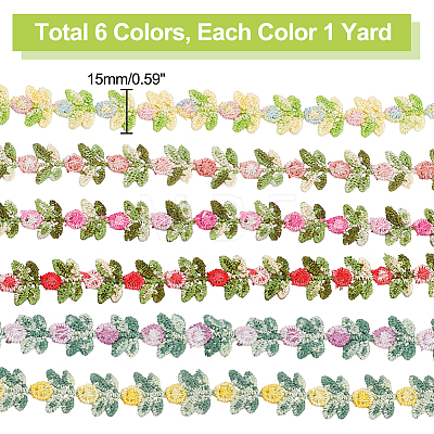   6 Yards 6 Colors Polyester Embroidery Ribbon SRIB-PH0001-26-1