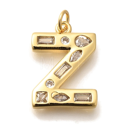 Brass Micro Pave Clear Cubic Zirconia Pendants KK-G521-01G-Z-1