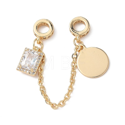 Brass Micro Pave Clear Cubic Zirconia Cable Chain European Beads KK-G531-07A-G-1