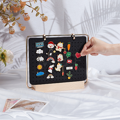 Felt with Iron Display Stands with Wood Base for Brooch ODIS-SC0001-11-1