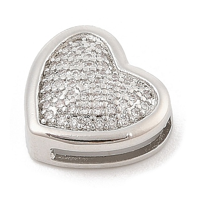 Brass Micro Pave Cubic Zirconia Slide Charms ZIRC-I068-02P-1