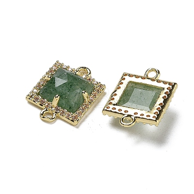Natural Green Strawberry Quartz Faceted Square Links G-I375-03G-06-1