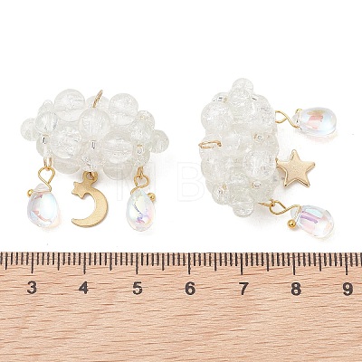 2Pcs 2 Styles Glass Bead & 304 Stainless Steel & 201 Stainless Steel Pendants PALLOY-MZ01307-01-1