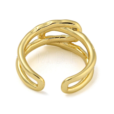 Oval Knot Brass Open Cuff Rings for Women RJEW-Z050-03G-1