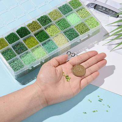 Green Series 600G 24 Colors Glass Seed Beads SEED-JP0008-04-2mm-1