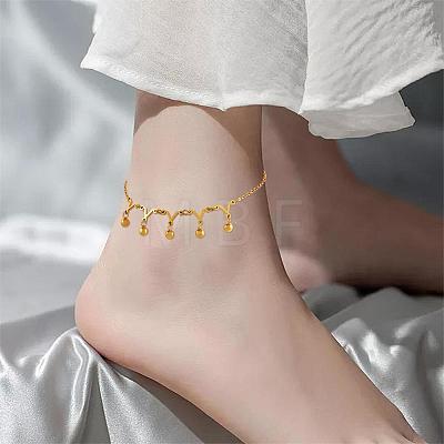 Titanium Steel Triangle with Round Ball Charm Bracelet Anklet Gold Beaded Charms Anklet Summer Beach Dainty Jewelry Gift for Women JA199A-1