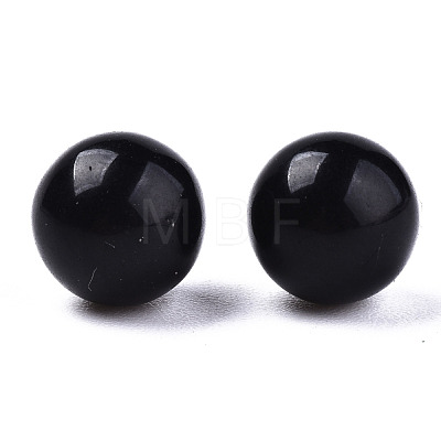 Natural Black Stone Beads G-R483-02-8mm-1