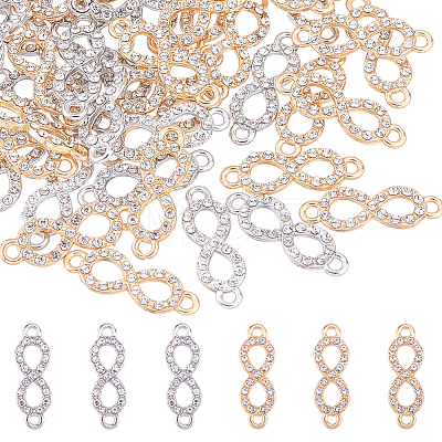 50Pcs 2 Colors Alloy Crystal Rhinestone Links/Connectors ALRI-PH0001-36-1