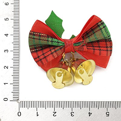 Cloth & Iron Christmas Bowknot Bell Hanging Ornaments  HJEW-S004-01D-1