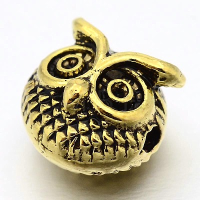 Halloween 3D Owl Head Alloy Beads X-PALLOY-L150-02-1