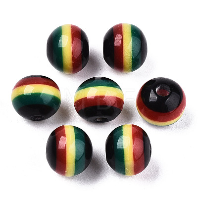 Ghana Jamaica Reggae Stripe Resin Beads X-RESI-N026-001B-01-1