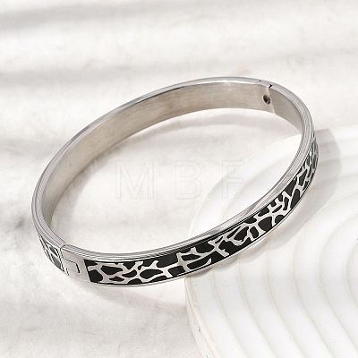 304 Stainless Steel Enamel Hinged Bangles BJEW-D408-19P-1
