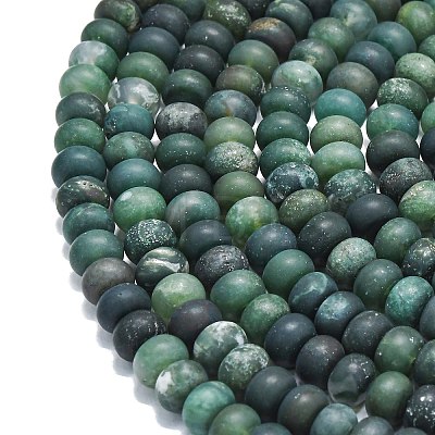 Natural Moss Agate Beads Strands G-P575-A24-8x5mm-1
